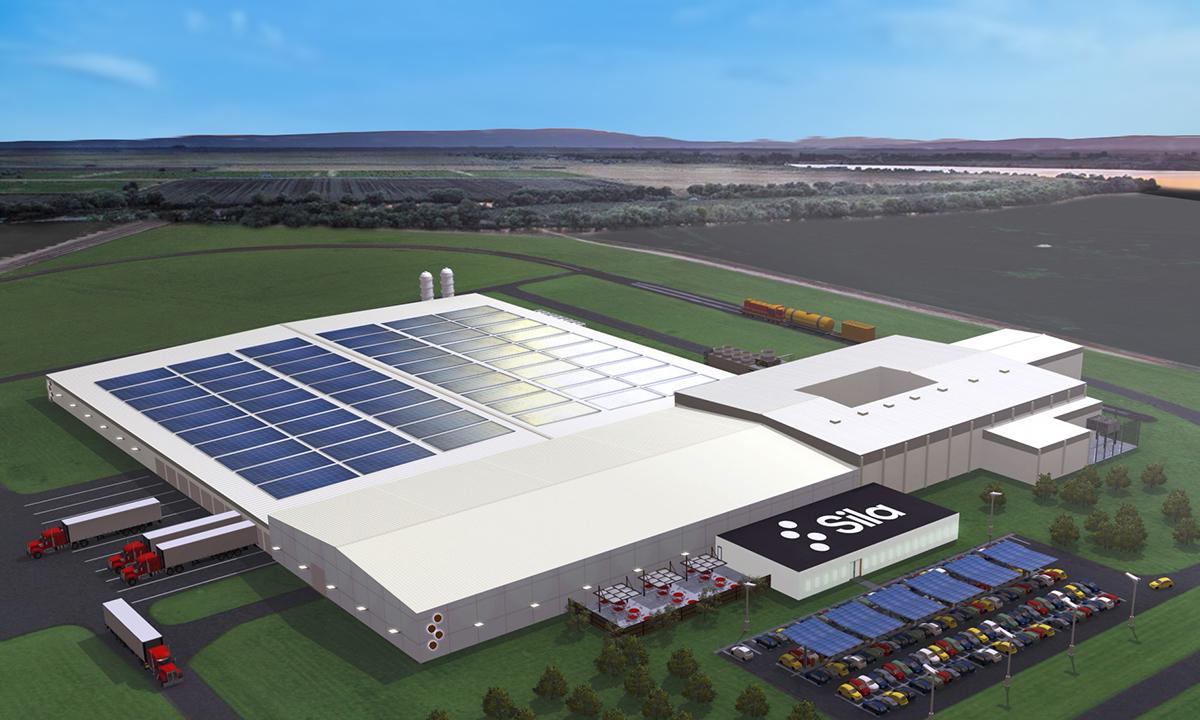 Rendering of Sila Nanotechnologies' Moses Lake factory.