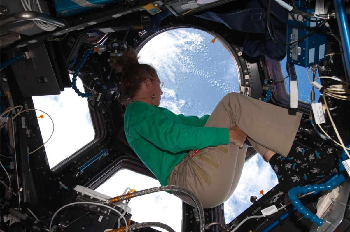 Sandy Magnus in the Cupola of the International Space Station