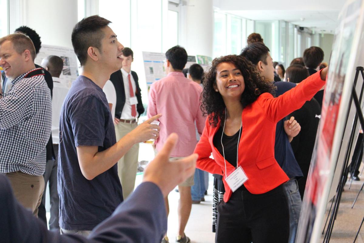 Students giving presentations