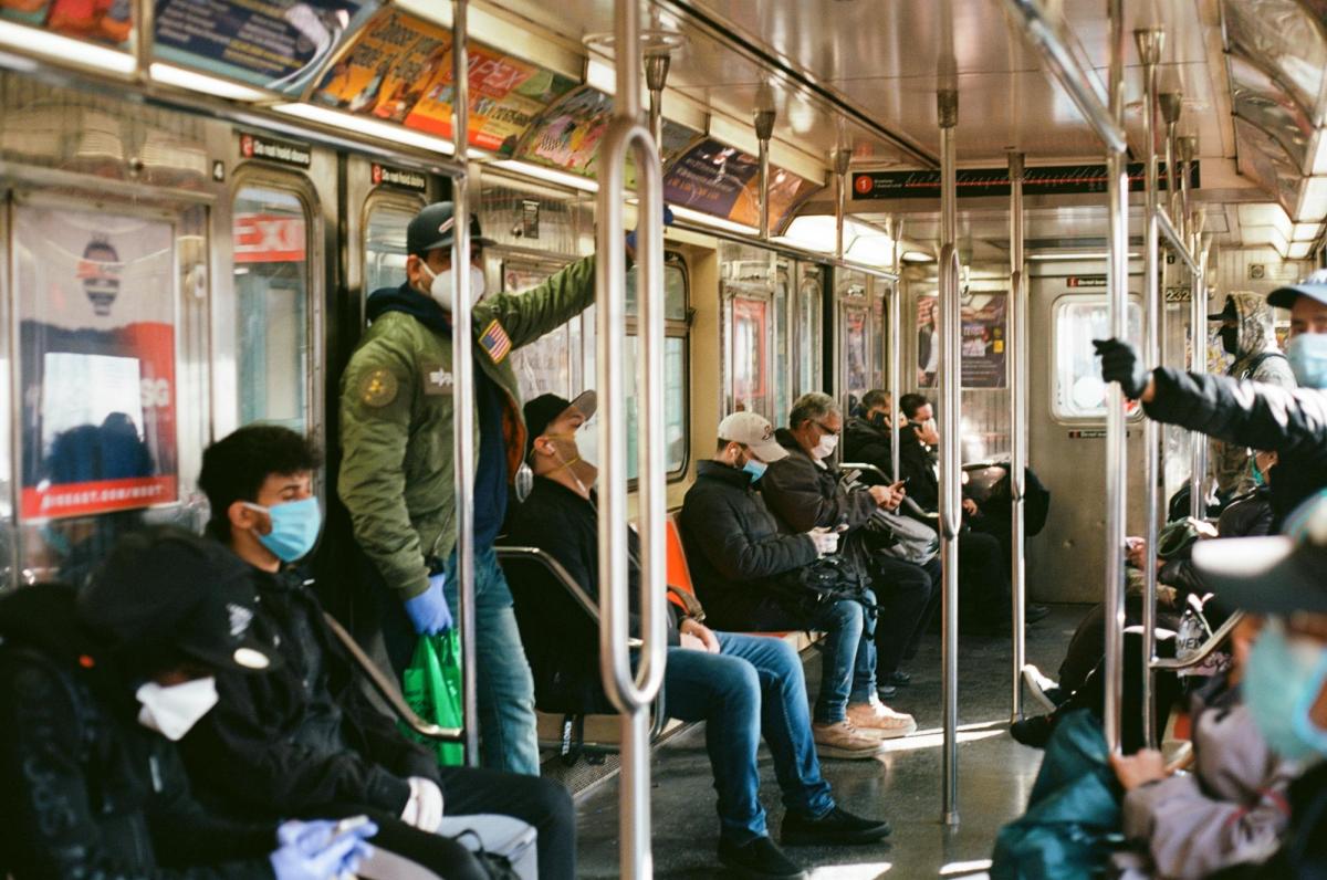 Commuters in New York City riding the subway