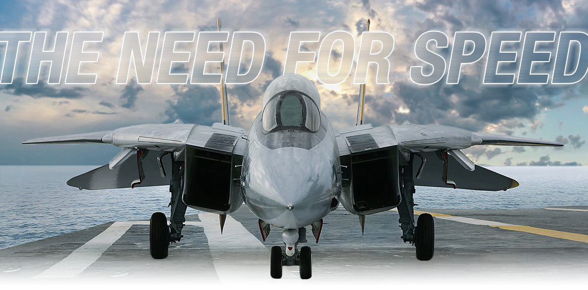 Fighter jet on runway "The Need for Speed"
