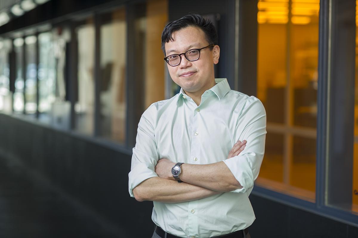 Wilbur Lam in the Marcus Nanotechnology Building. (Photo: Christopher Moore)