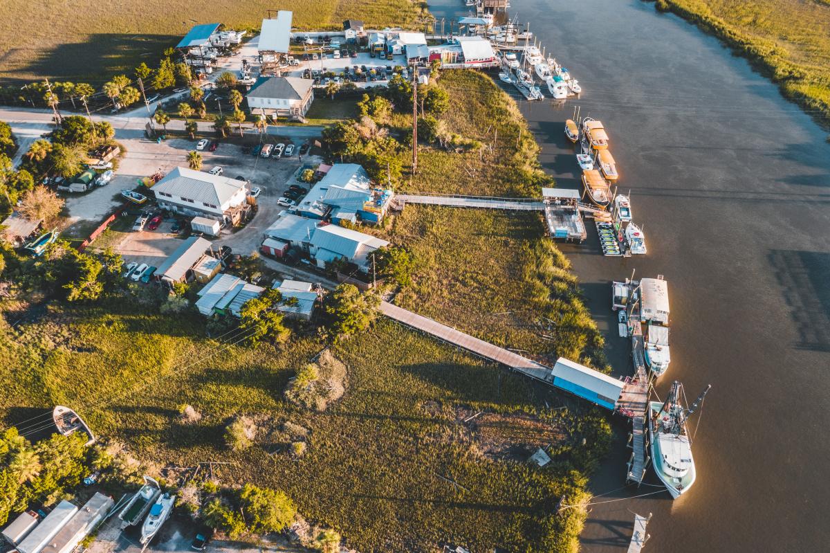 stock image aerial view of the Tybee Island marina 