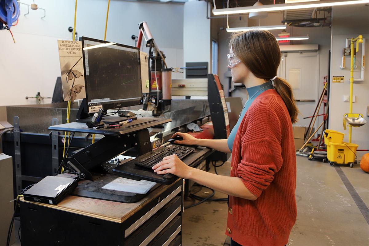 a student works in Flowers Invention Studio