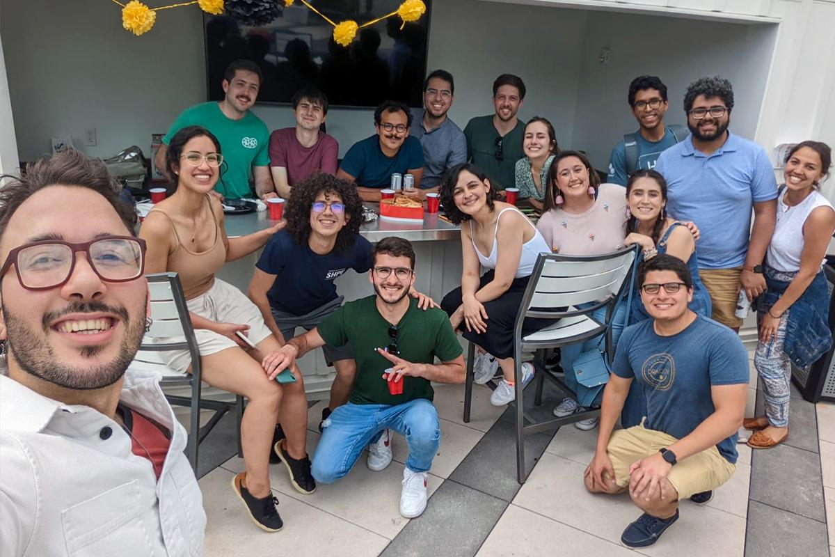 Students in group photo outside