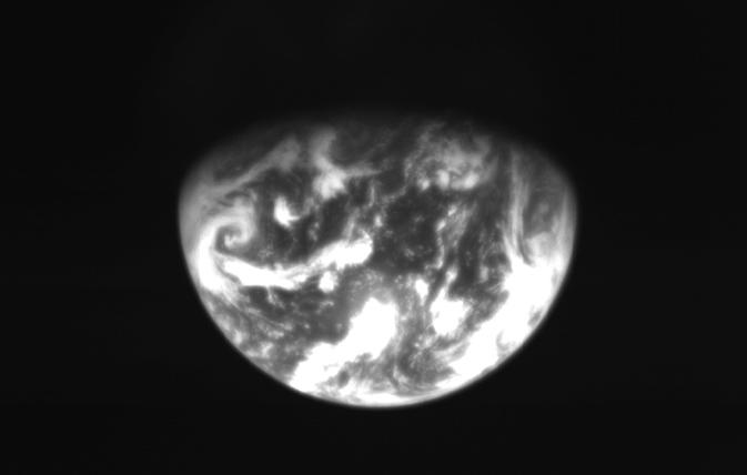 A black and white photo of Earth