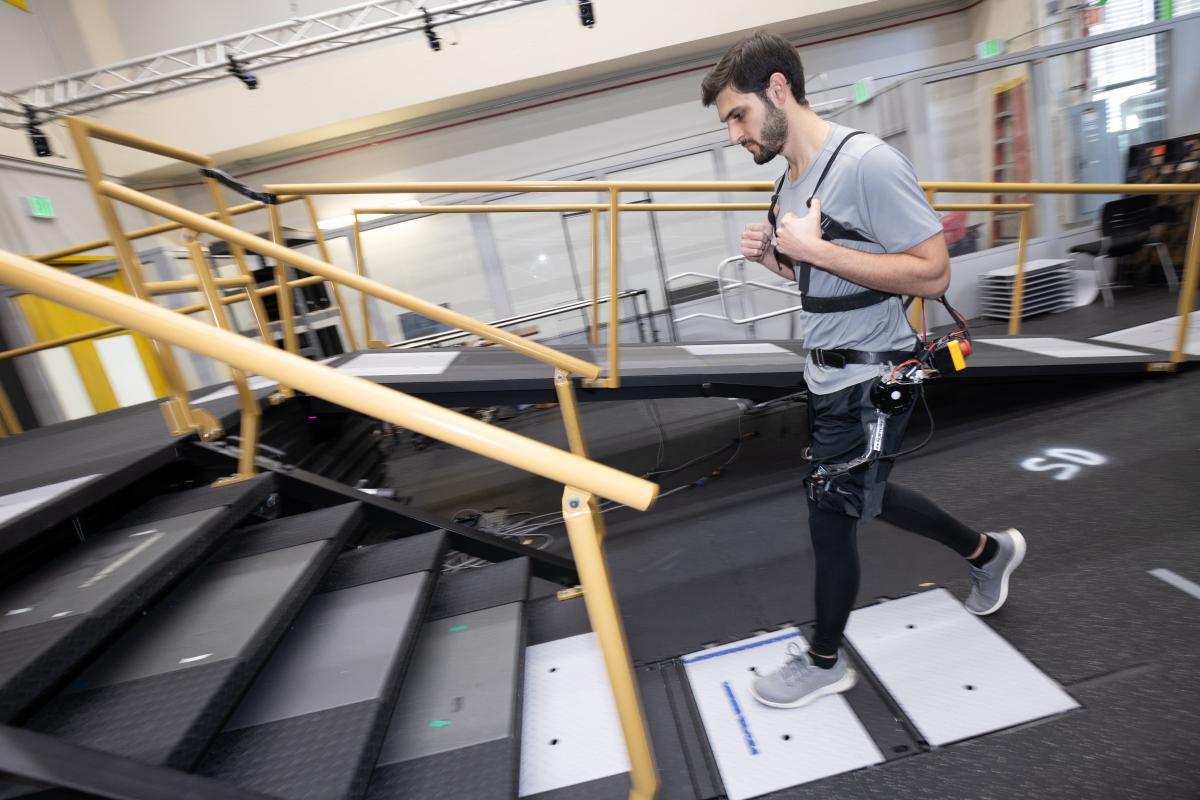 Approaching stairs with exoskeleton