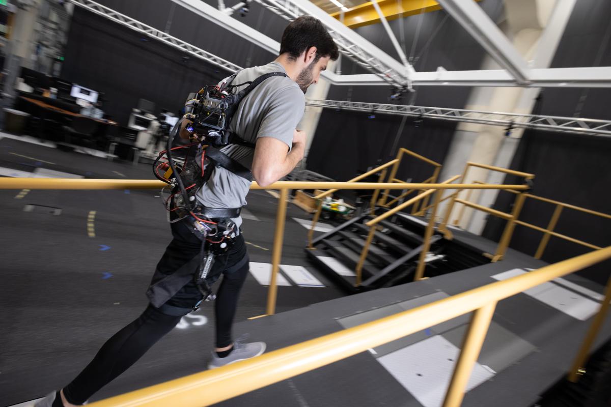 Testing Exoskeleton up a ramp