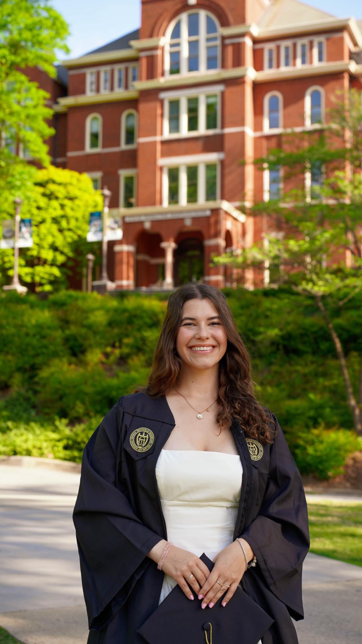 Bethanie Penna in front of Tech Tower