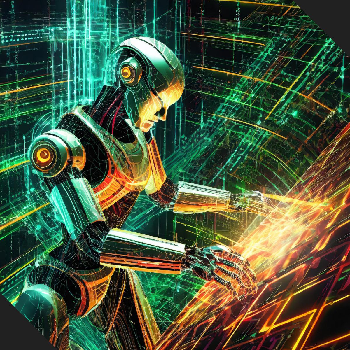 AI generated image of a futuristic humanoid robot