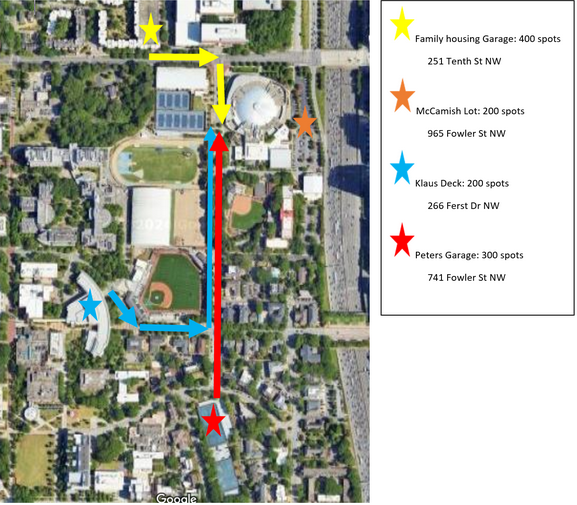 map of free parking at GT