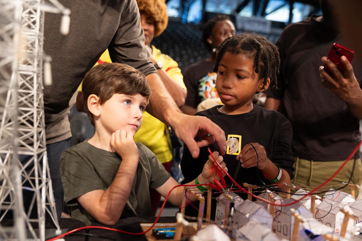 studnet working with circuits