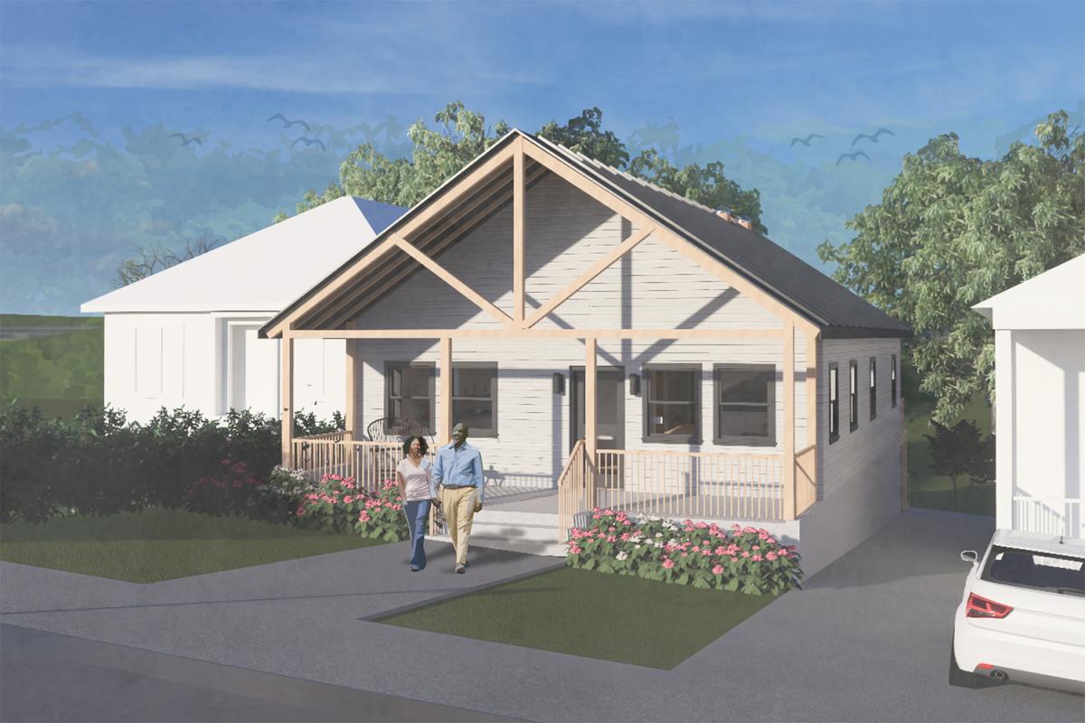 a rendering of a net-zero energy house in Vine City