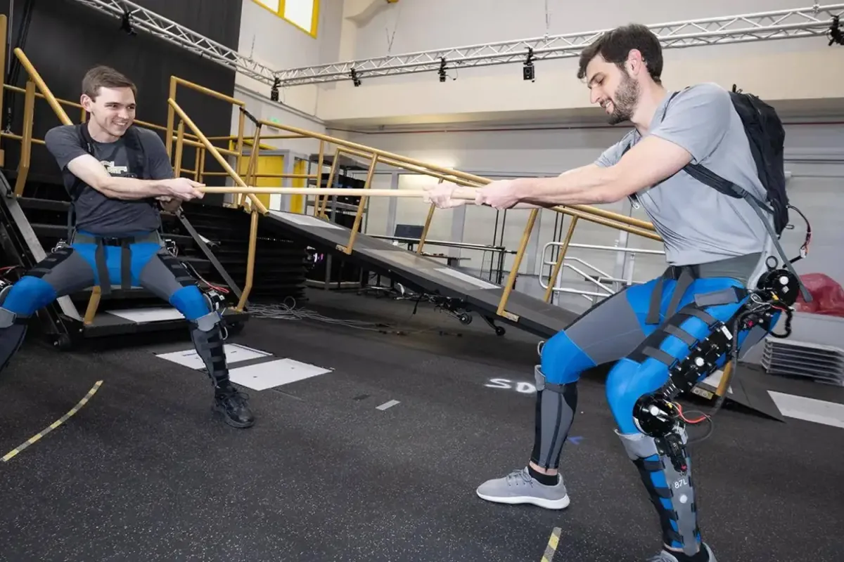 Exoskeleton AI Controller used in a tug of war