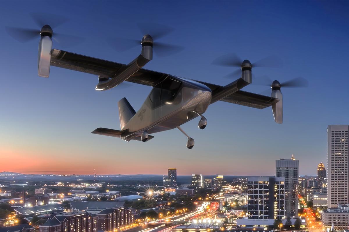 Rendering of the RAVEN aircraft over Atlanta