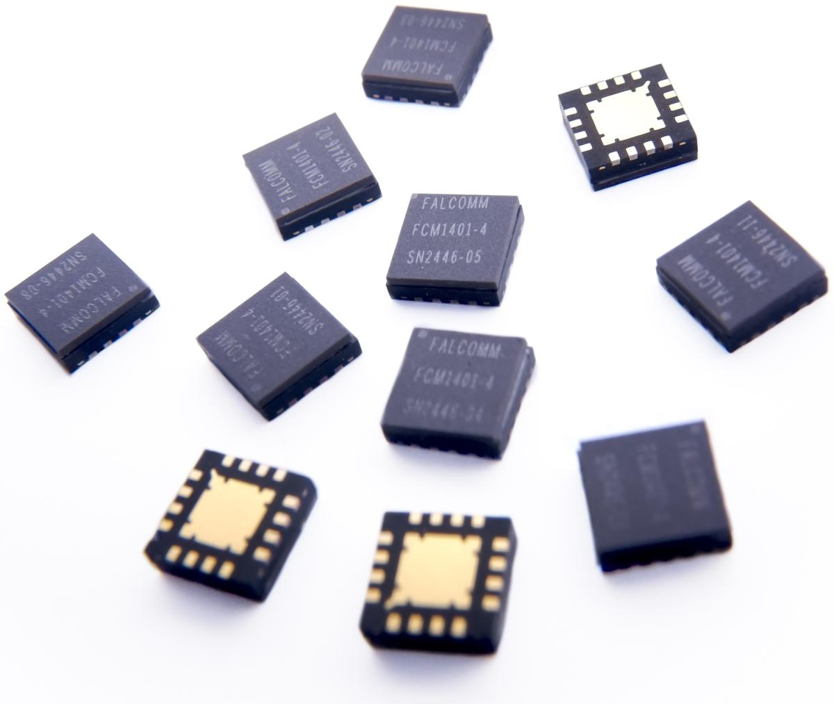 a group of Falcomm power amplifier chips