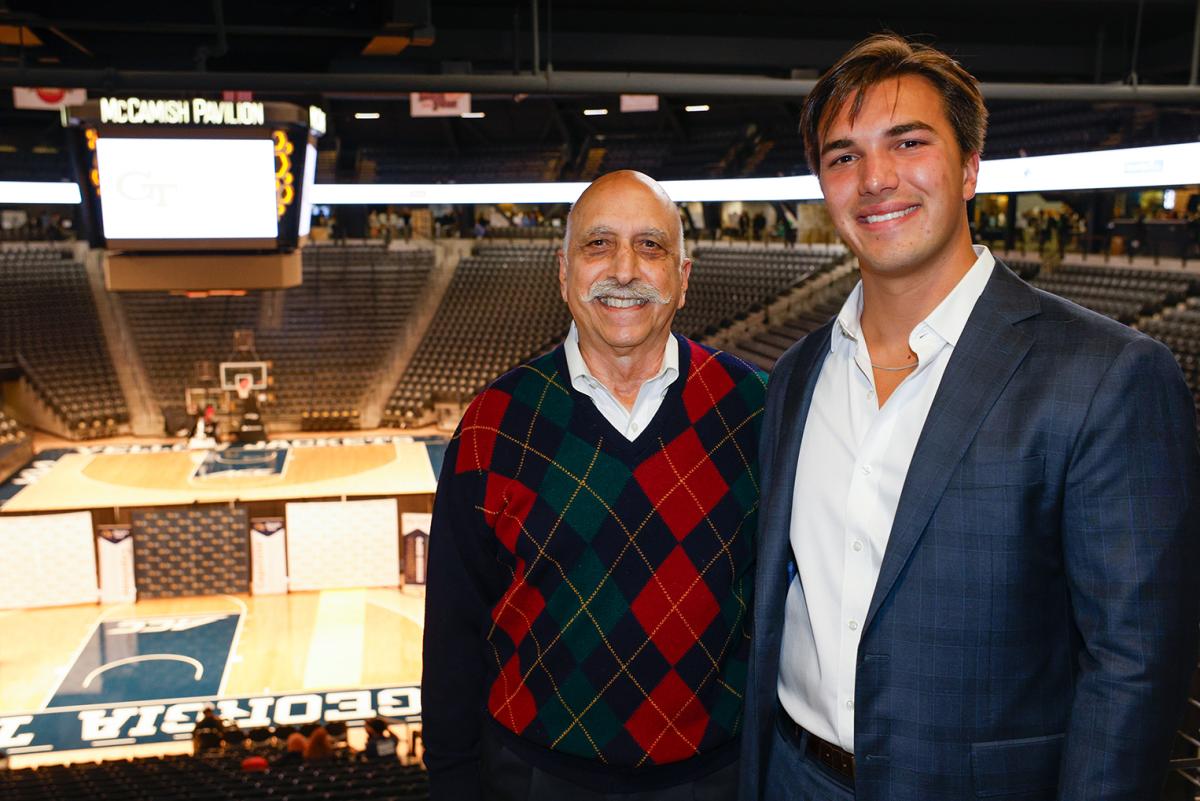 Peter Petrecca and his grandson Cole Rogers in McCamish Pavilion.