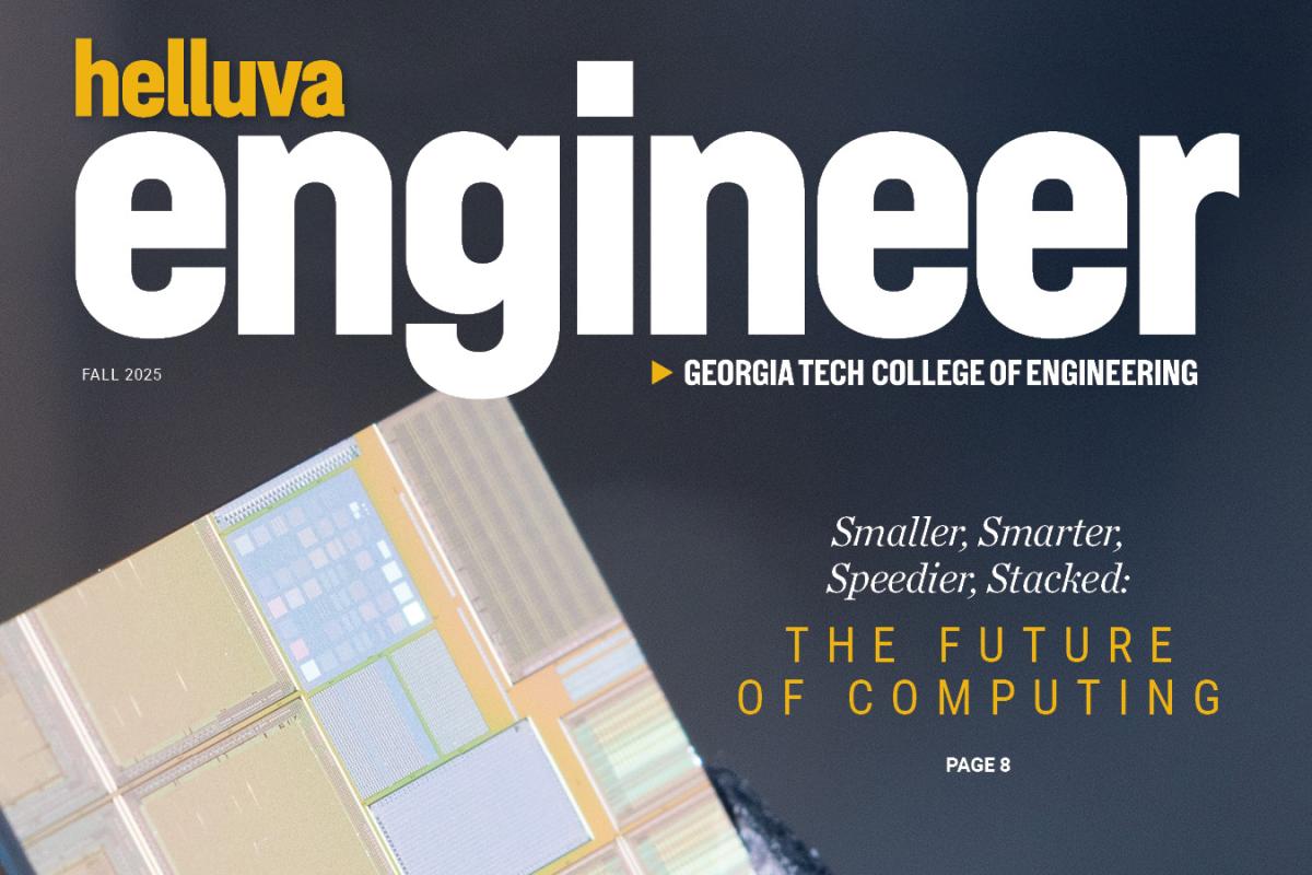 "Helluva Engineer" magazine cover thumbnail with closeup image of a computer chip and text "The Future of Computing"