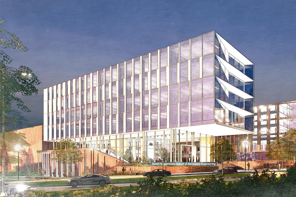 artist rendering of the new aerospace building
