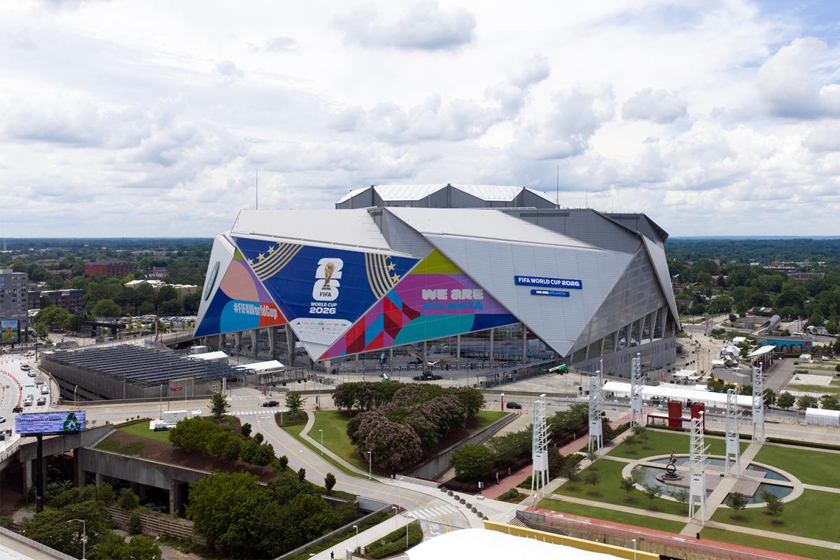 Mercedes-Benz Stadium in Atlanta outfitted for the FIFA World Cup