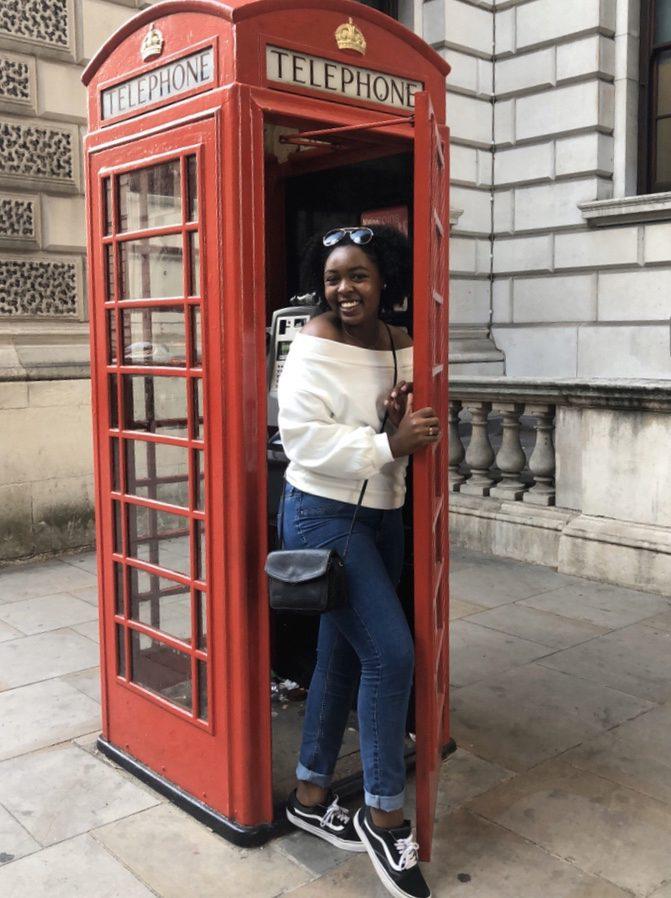 Quinnell in a UK phone booth