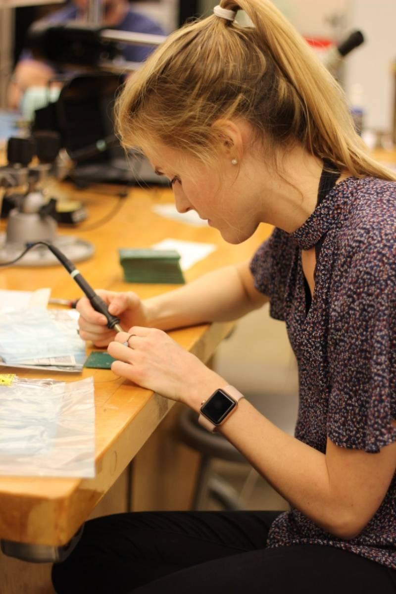 Catie working on her ORS research