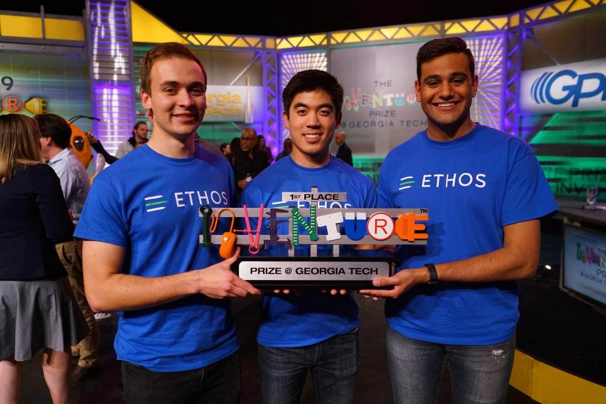 2019 InVenture Prize winners, Ethos Medical, posing with trophy, photo