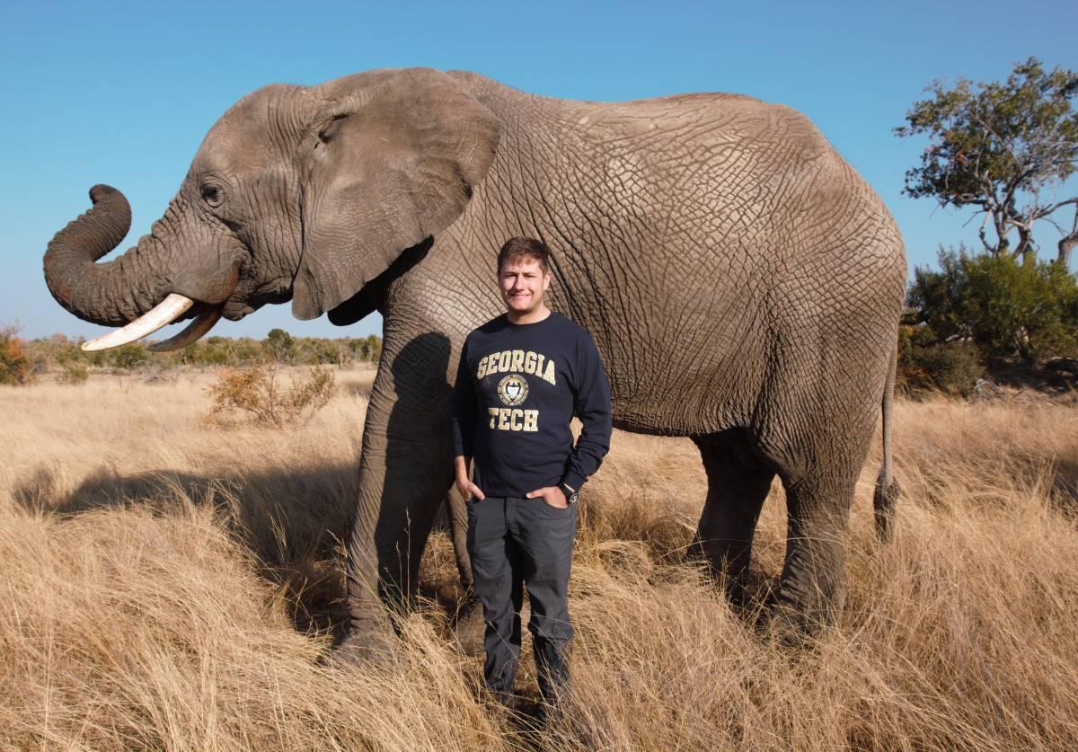 image of Andrew Schulz with elephant