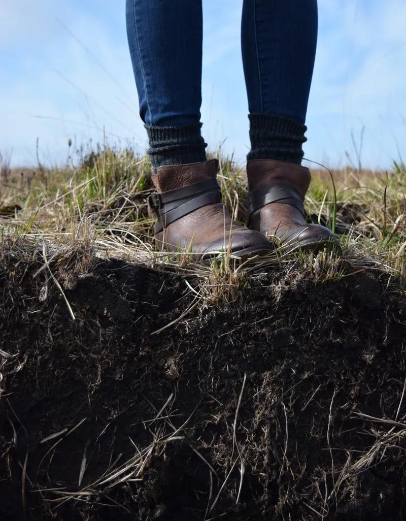 Boots on standing on soil