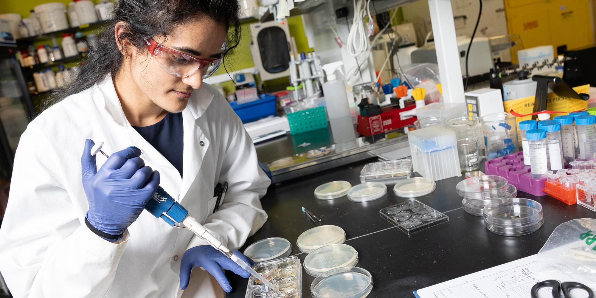 Female student working in the lab at Georgia Tech